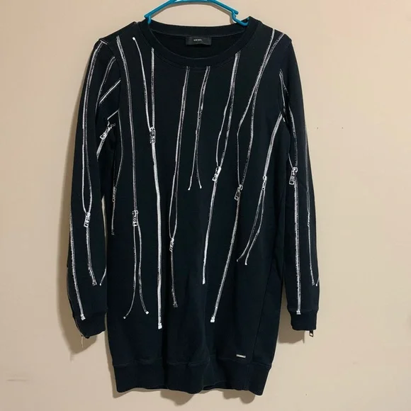 Diesel | Dresses | Diesel Black Zipsleeves Zippers Prints Dress Size Xs |  Poshmark